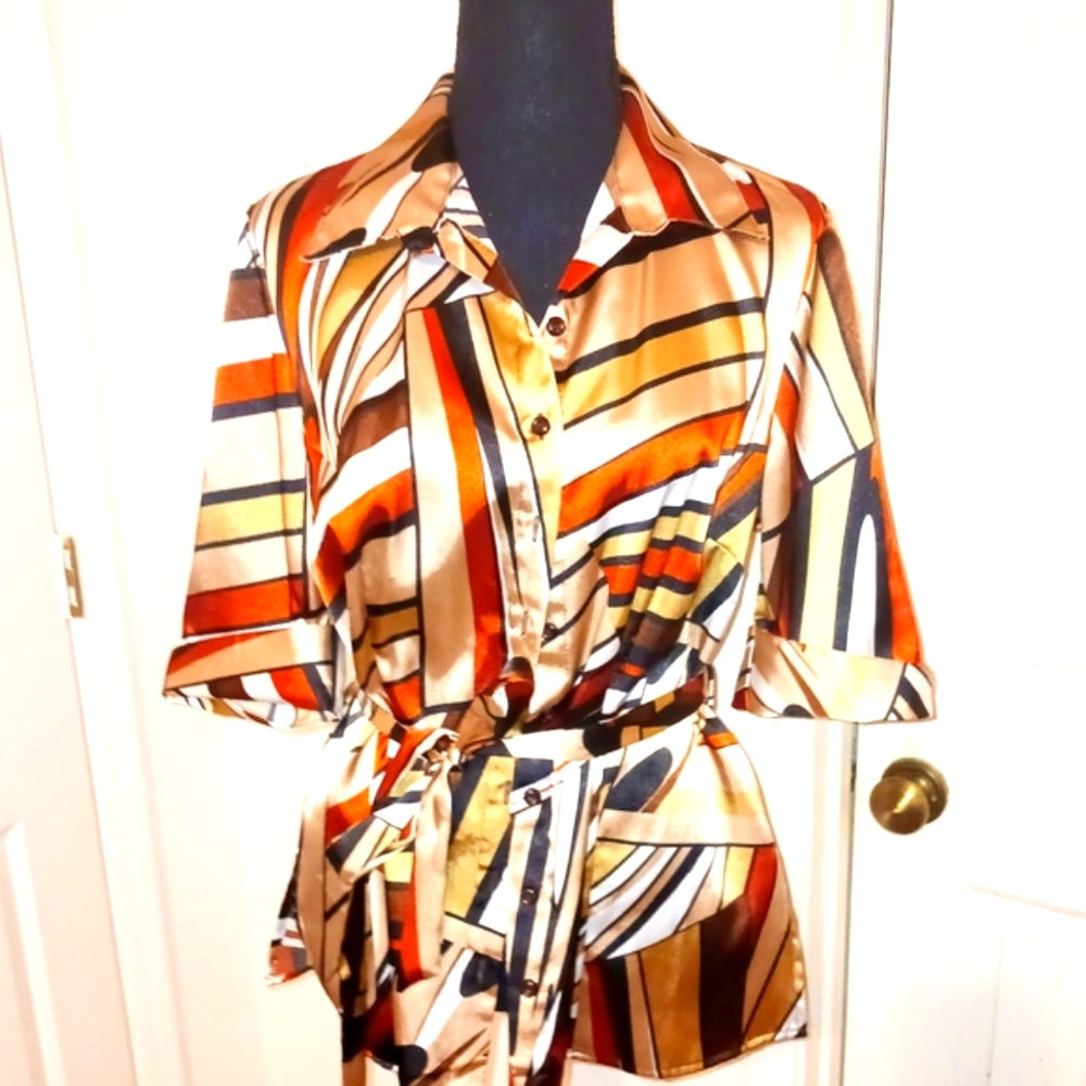Striped Multicolor Button-Up Blouse
